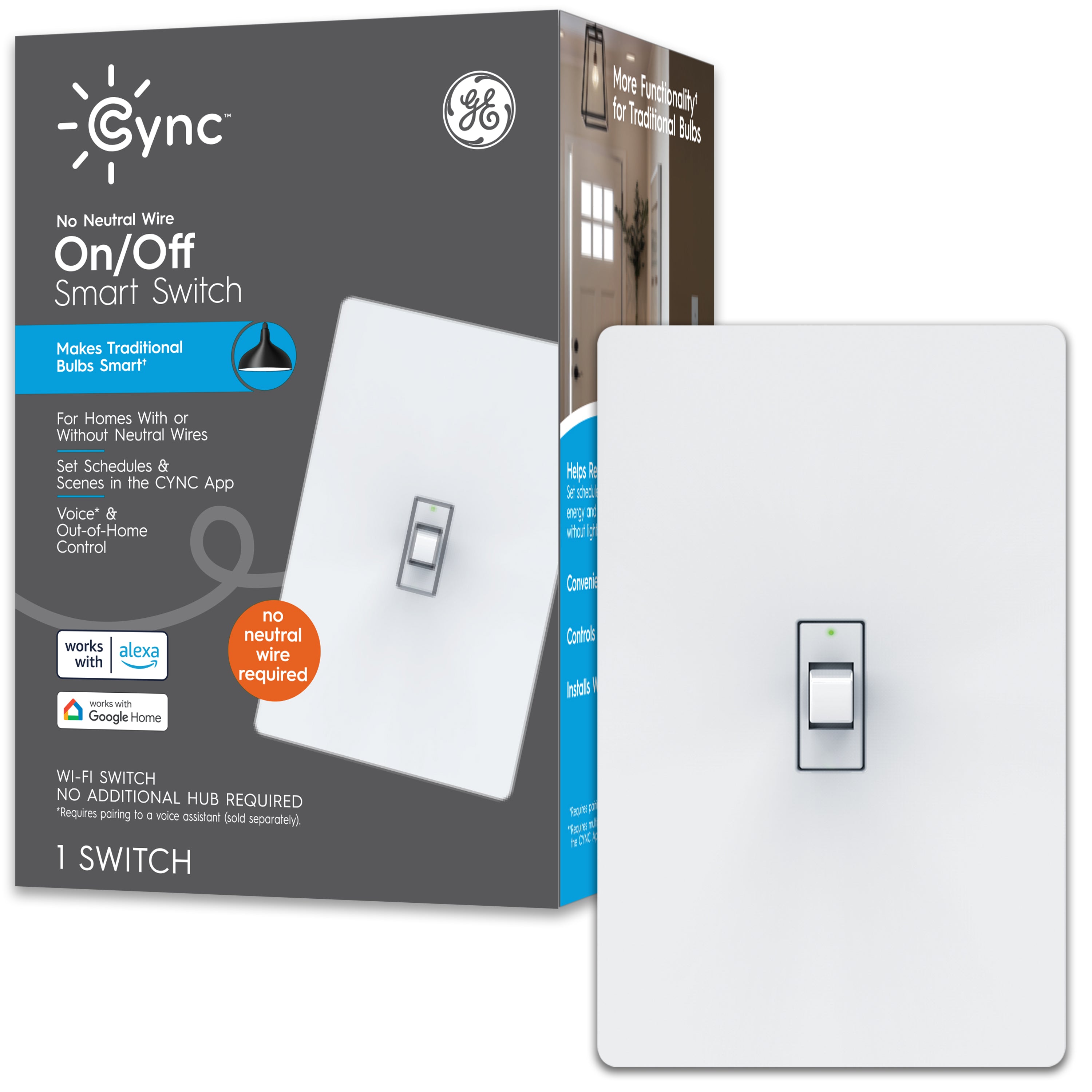 GE Cync Smart Switch, No Neutral Wire Required (1-Pack)
